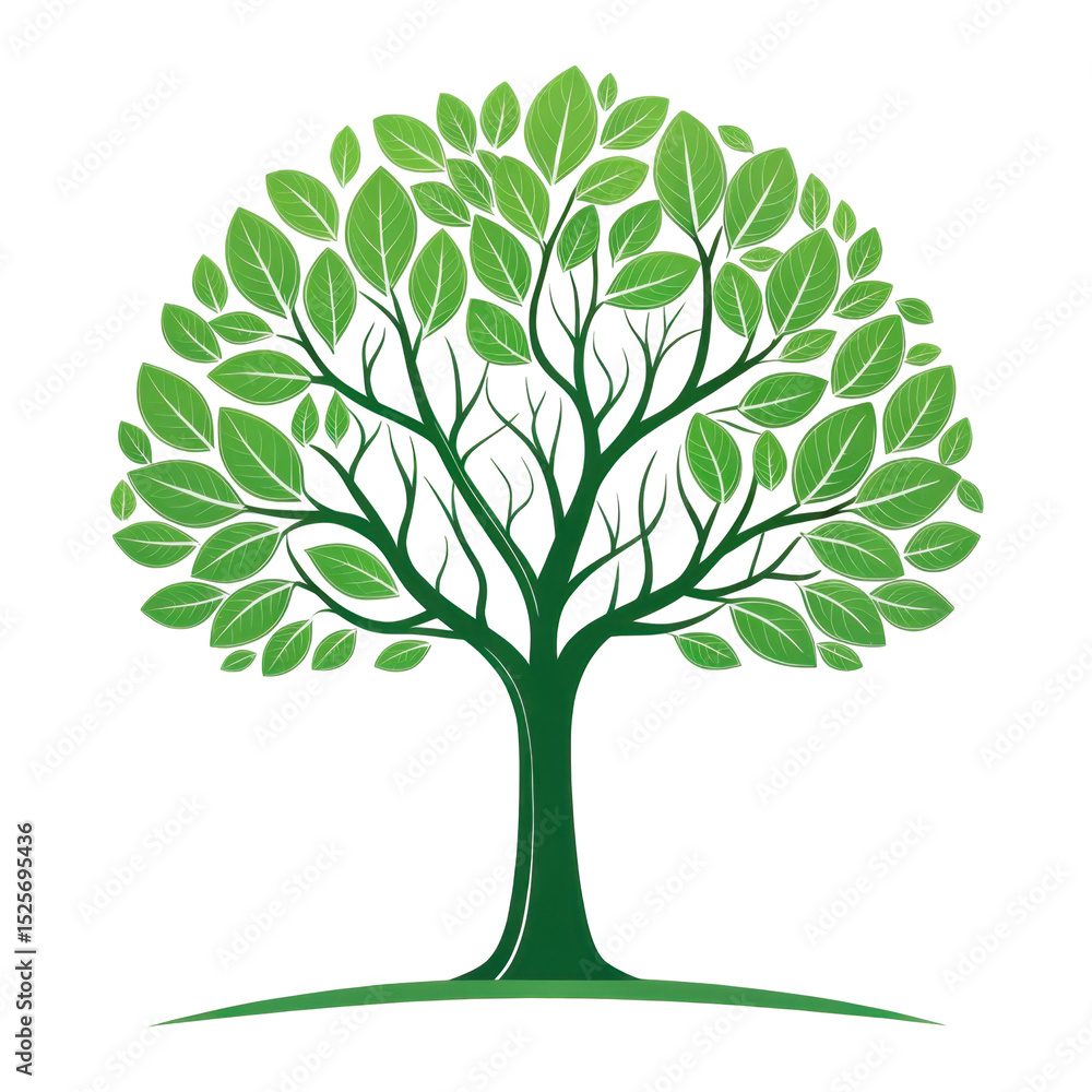 Fototapeta premium Vibrant Green Tree with Abundant Leaves Representing Life and Growth in Nature