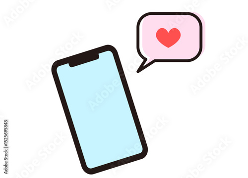 いいねの通知が来たスマホのイラスト素材