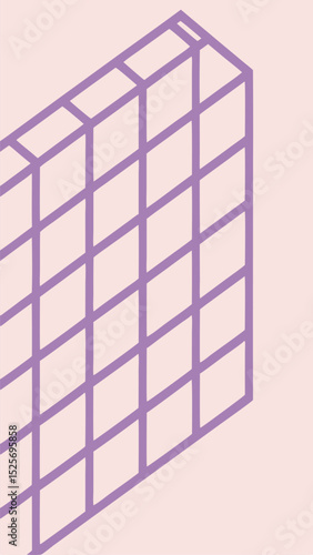 Isometric geometric illustration of a three dimensional cube structure design