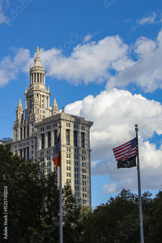 American Flags at Manhattan Municipal Building - October 21, 2010