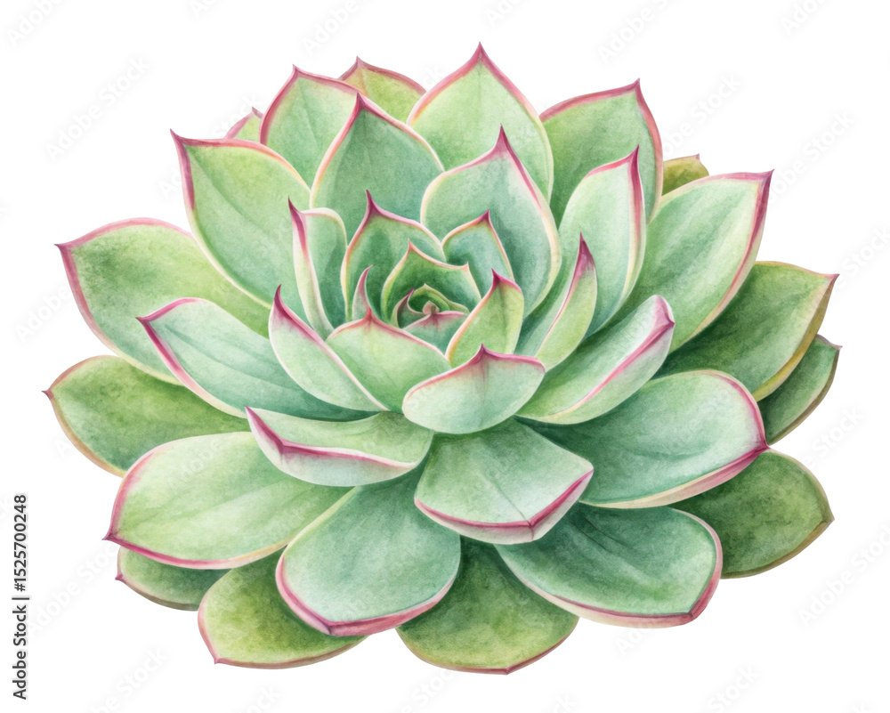 Closeup of a Vibrant Succulent Plant with Green Leaves and Pink Edges against a Transparent Background Closeup of a Vibrant Succulent Plant with Green Leaves and Pink Edges against a Transparent Background