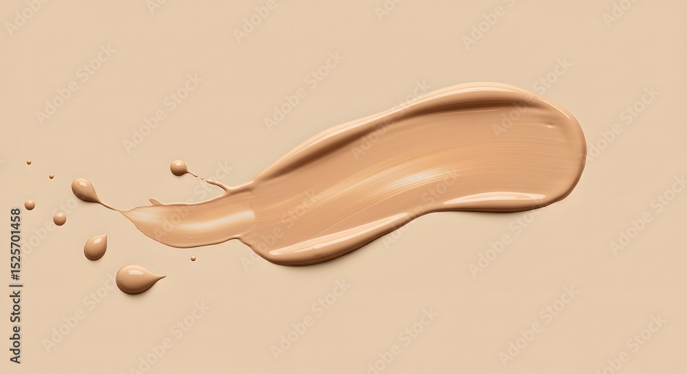 Fototapeta premium Cosmetic Foundation Swatch on Beige Background, Makeup Texture, Skincare Product Sample