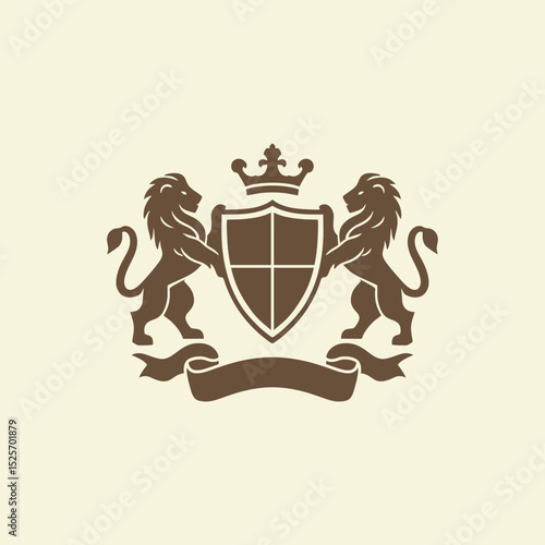 heraldic lion logo shield coat of arms family crest logo	
