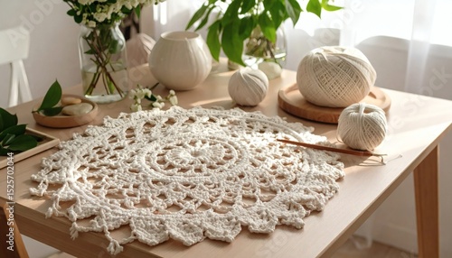 Handmade Crochet Doily A Delicate, Creamy White Table Decor