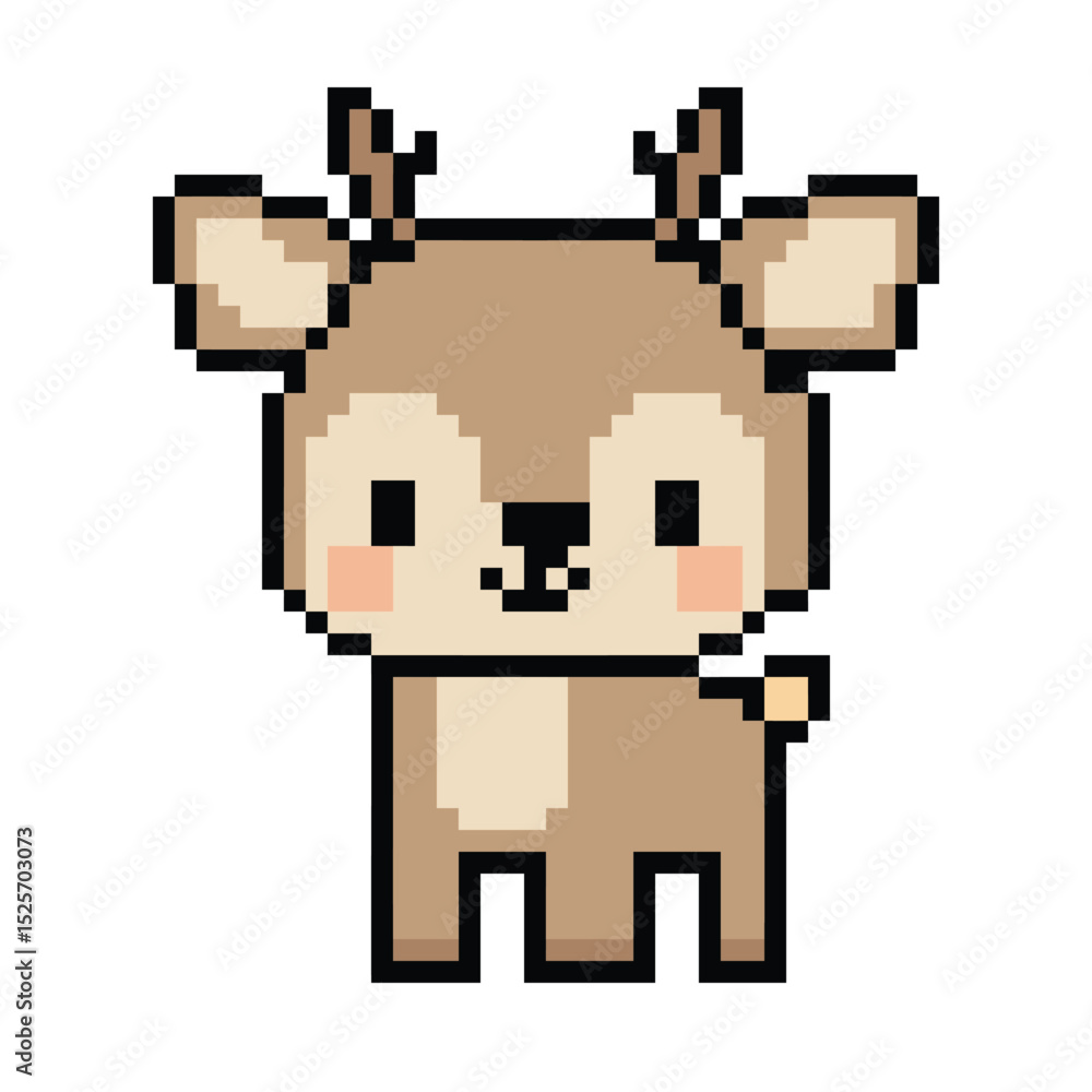 Fototapeta premium Pixel art cute Kawaii deer