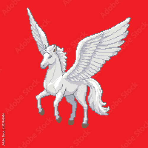 Pixel art cute white Pegasus