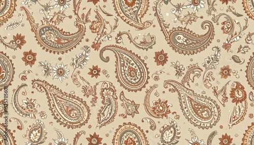 Elegant Beige and Brown Paisley Pattern Seamless Design
