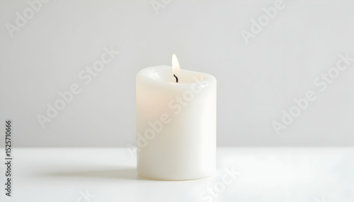 Wallpaper Mural Candle Flame Burning Brightly on White Surface Still Life Torontodigital.ca