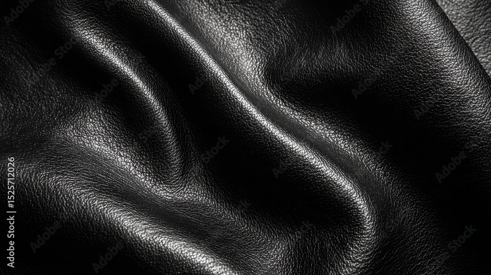 Fototapeta premium Black leather texture with natural grain pattern