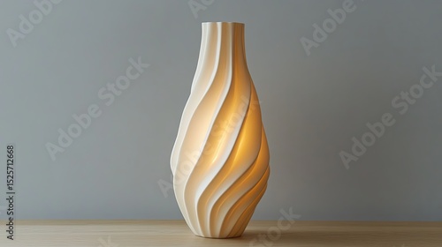 Lamp emitting light in serene minimalist indoor room