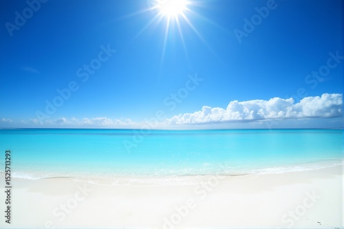 Wallpaper Mural Serene Tropical Paradise: Panoramic White Sand Beach, Turquoise Sea & Azure Sky Torontodigital.ca