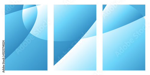 Set of Blue Ribbon Banners for Business or Web Design Template. A set of three blue, graphic book cover. The abstract art features circles and diagonal lines that suggest an open window.