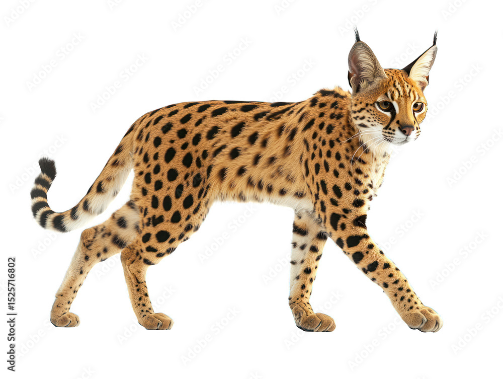 Obraz premium Spotted, wildcat strides, tan fur, big ears, feline charm