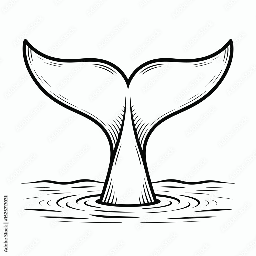 Obraz premium Vintage Whale Tail Illustration