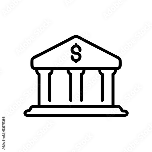 Banking Building Icon With Dollar Sign Symbolizing Finance and Economy Concepts