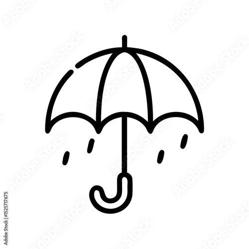 Umbrella Illustration With Raindrops on a Cloudy Day in a Minimalistic Design Style