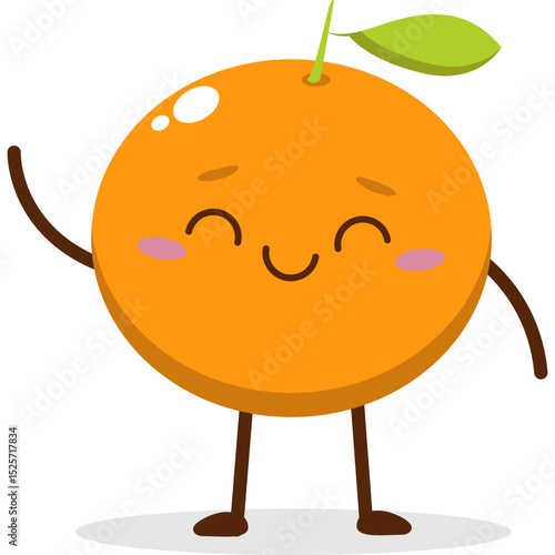 Cute orange character kawai vector for orange mascot. happy face, winking eye,. smile