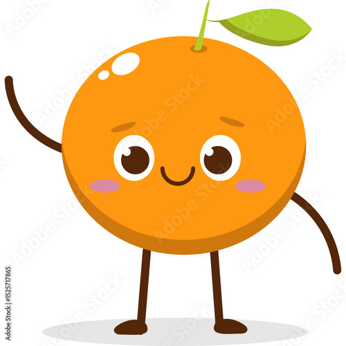Cute orange character kawai vector for orange mascot. happy face, winking eye,. smile