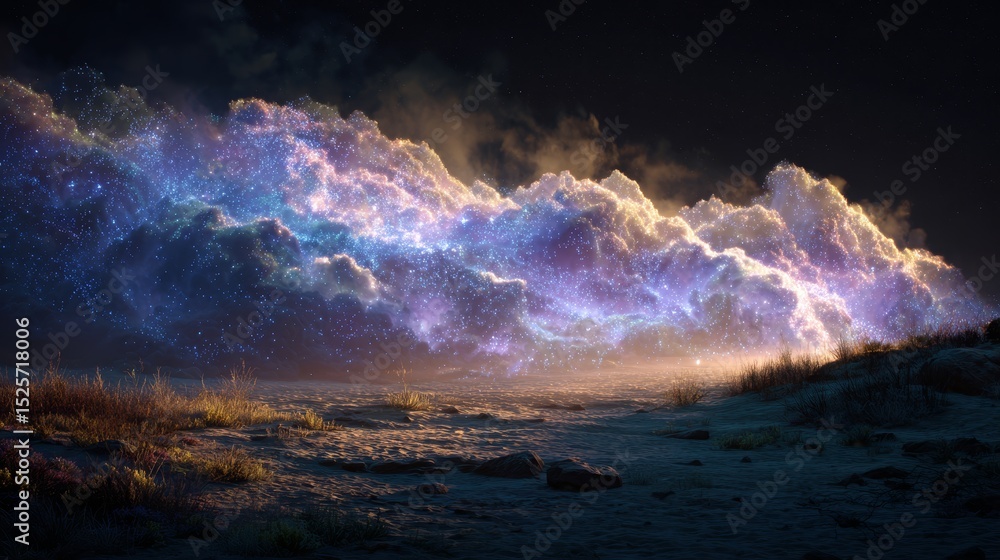 Fototapeta premium Glowing nebula in deep space. Astronomy scene