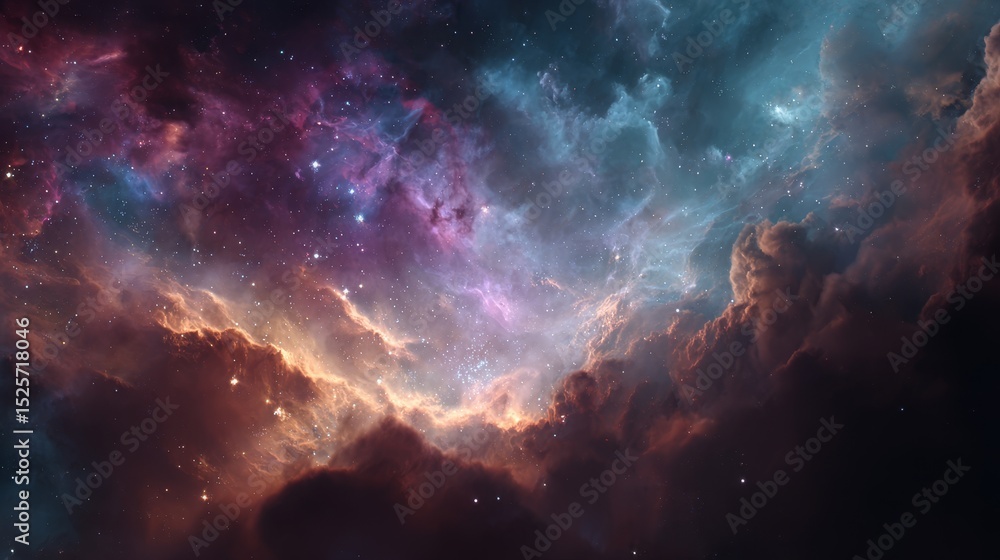 Fototapeta premium Glowing nebula in deep space. Astronomy scene