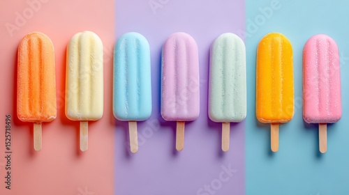 Pastel popsicles on colorful summer background