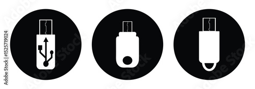 Usb icon logo design. Vector usb flash drive vector icon. Usb icon set. Flash disk sign and symbol. usb charging.