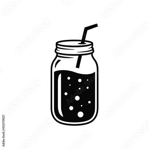 Vintage Style Drink Jar with Straw