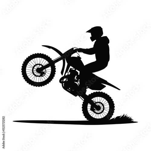 Motocross Rider Performing a Wheelie