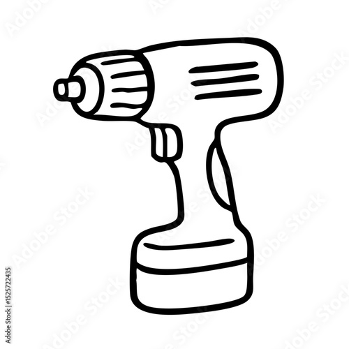 電動ドライバー　線画　手書き