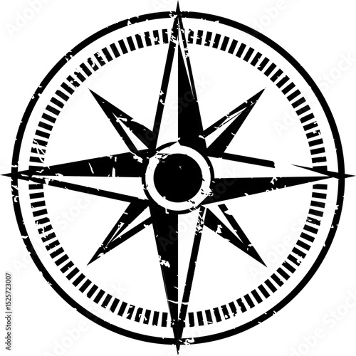 Vintage Wind Sign Compass Rose and Nautical Navigation Element for Old Maritime Map, Retro Directional Symbol Vector Illustration