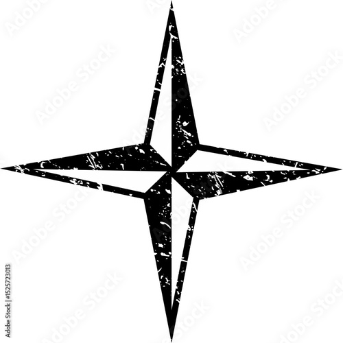 Vintage Wind Sign Compass Rose and Nautical Navigation Element for Old Maritime Map, Retro Directional Symbol Vector Illustration
