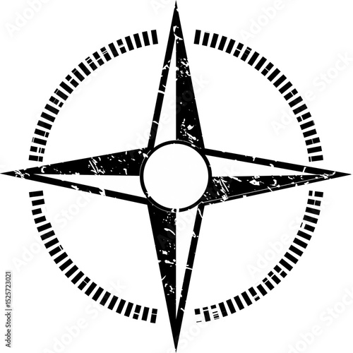 Vintage Wind Sign Compass Rose and Nautical Navigation Element for Old Maritime Map, Retro Directional Symbol Vector Illustration