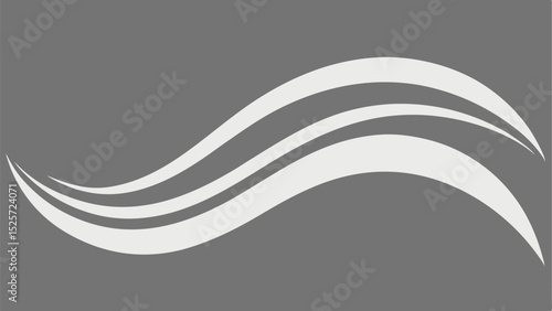 Abstract design with flowing white wave elements on a neutral gray background