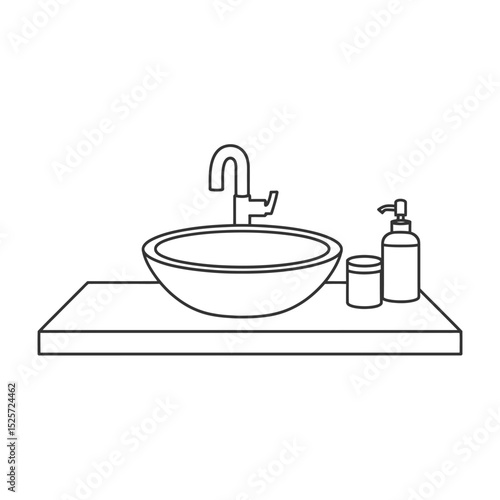 Bathroom Sink with Faucet and Accessories
