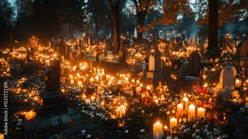 Candlelit Cemetery: A solemn and luminous landscape of remembrance and reflection
