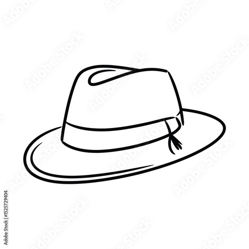 Simple Line Drawing of a Fedora Hat