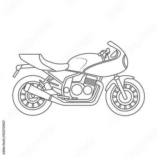 Line Art Illustration of a Motorcycle