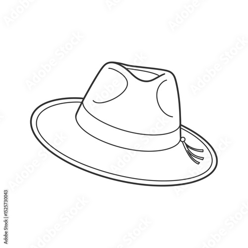 Simple Line Drawing of a Fedora Hat
