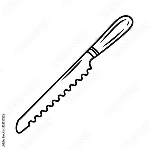 Simple Line Drawing of a Bread Knife