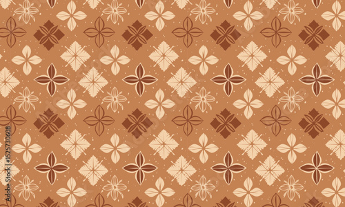 Traditional Indonesian Batik seamless pattern with geometric floral motifs