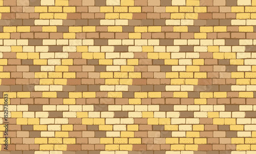 Geometric diagonal brick or paving stone seamless pattern in yellow and brown