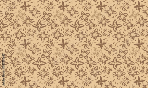 Hand-drawn Indonesian Batik style floral seamless pattern