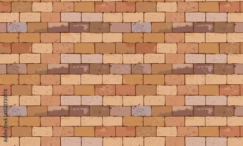 Hand-drawn rustic stone block or cobblestone wall seamless pattern