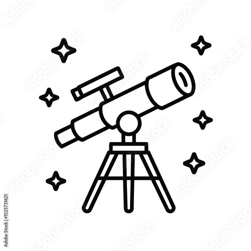 Telescope Icon with Stars