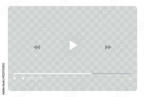 Template video player for web and mobile apps. Modern multimedia playback application. Audio player control panel, media music player.