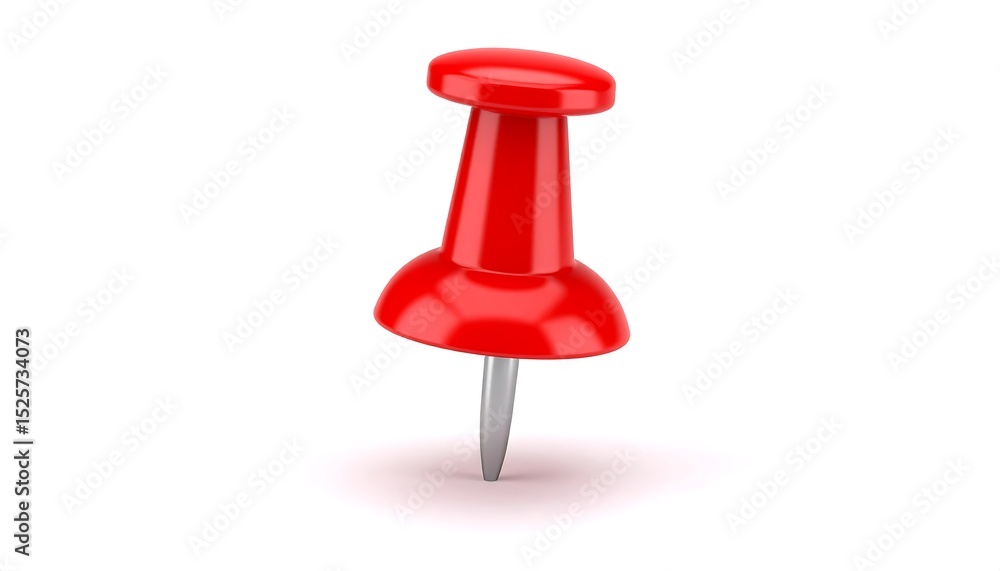 Red pushpin on white background Red pushpin on white background