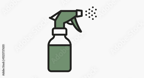 Spray Bottle Illustration Simple Green Cleaning Supplies Graphic