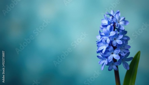 Single blue hyacinth against blurred background, closeup, blue