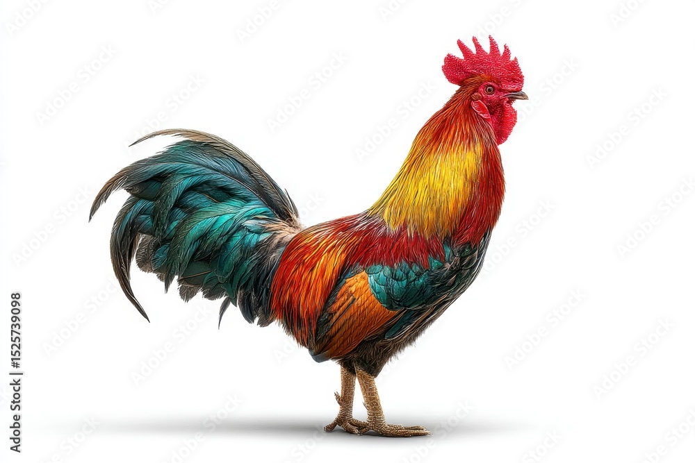 Rooster farm bird isolated on white Rooster farm bird isolated on white