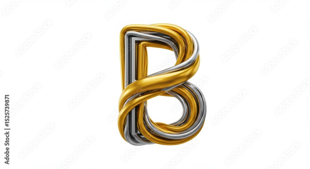 Fototapeta premium Abstract gold and silver letter b